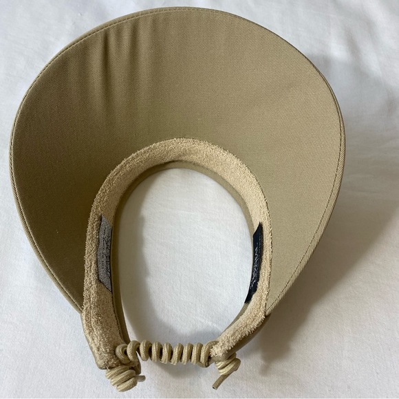 High Spirits Tan Golf Visor Swarovski Crystal Studded Curled Lace Back Sun Visor - Picture 2 of 7